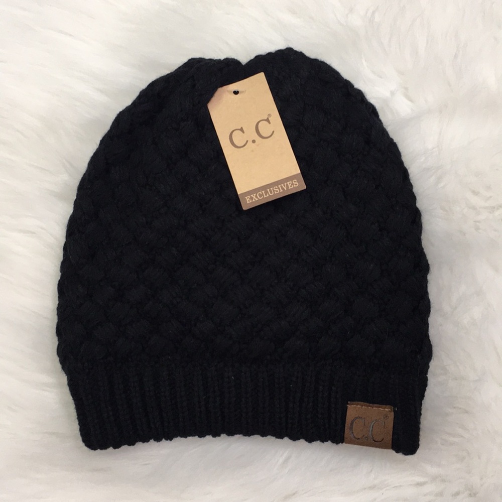 Black Basked Weave C.C Beanie